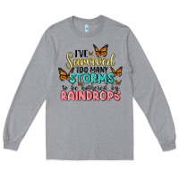 Heather Grey i have survived too many storms to be bothered by raindrops malia Long Sleeve Tee - MaliasSmallBusiness