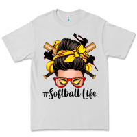 Dove Grey softball life messy bun Premium Tee - Zillion Design Studio