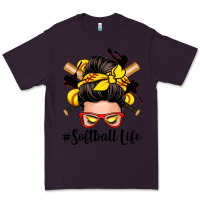 Plum softball life messy bun Premium Tee - Zillion Design Studio
