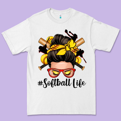 Softball Life Messy Bun Premium Tee Designed By Zillion Design Studio