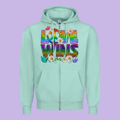 Pride Lgbtq+ Love Wins Zipper Hoodie Designed By Bundleandbundleshop
