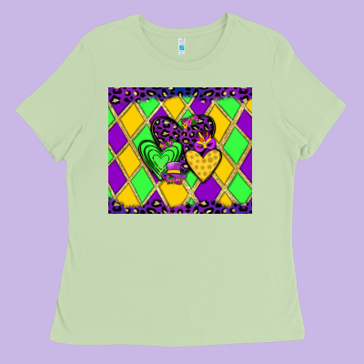 Mardi Gras Hearts Ladies Tee Designed By Jahusdesignshop