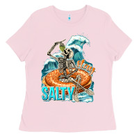 Bubblegum Pink stay salty Ladies Tee - texasbilliewilder