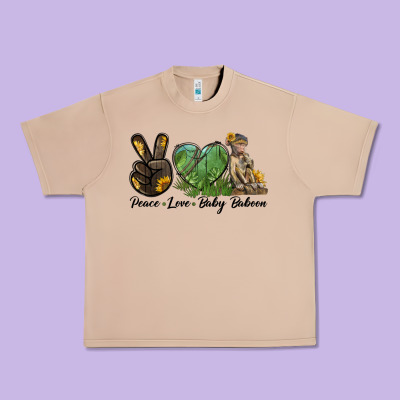Peace Love Baby Baboon Urban Heavy Tee Designed By Lillyallendesigns
