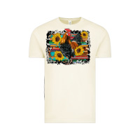 Vintage Arctic western rooster coop animals sunflowers cowhide serape wooden Vintage Tee - Artiststas