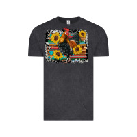Vintage Black western rooster coop animals sunflowers cowhide serape wooden Vintage Tee - Artiststas