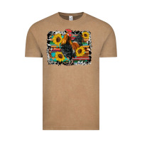 Vintage Coffee western rooster coop animals sunflowers cowhide serape wooden Vintage Tee - Artiststas