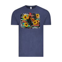 Vintage Denim western rooster coop animals sunflowers cowhide serape wooden Vintage Tee - Artiststas