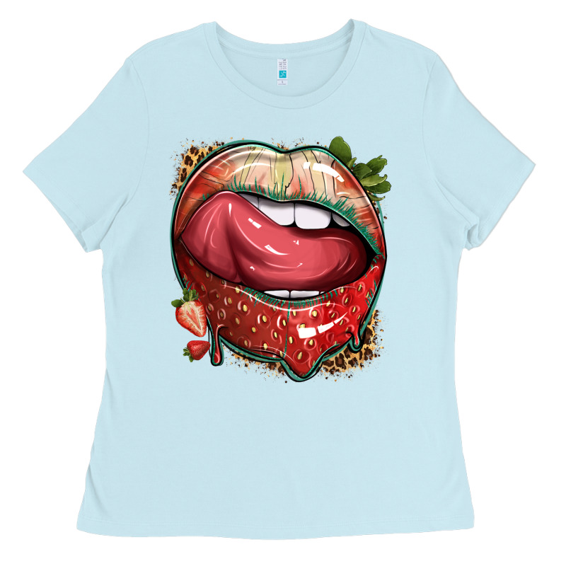 Strawberry Lips With Leopard Ladies Tee by texasbilliewilder | Teevron