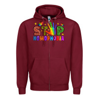Burgundy Western Stop Homophobia Zipper Hoodie - BundleAndBundleShop