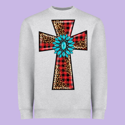 Christmas Cross Heavyweight Sweatshirt Designed By Barkaloodesign