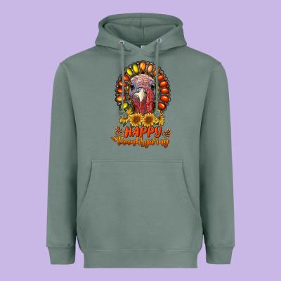Happy Thanksgiving Gemstone Heavyweight Hoodie Designed By Ranaportraitstore