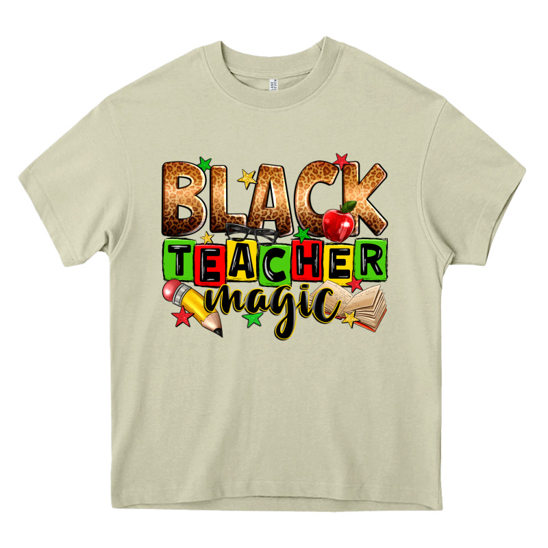Black Teacher Magic Heavy Core Tee by Zillion Design Studio | Teevron