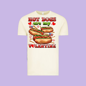 Hot Dogs Are My Valentine Vintage Tee Designed By Adodesignshop