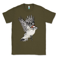 Army Green Flying Downy Woodpecker Classic Tee - LillyAllenDesigns