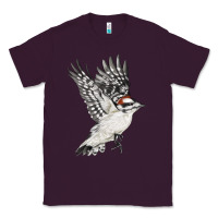 Plum Flying Downy Woodpecker Classic Tee - LillyAllenDesigns