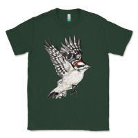 Sports Green Flying Downy Woodpecker Classic Tee - LillyAllenDesigns