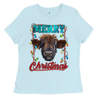 Baby Blue merry christmas highland calf baby cow Ladies Tee - RanaPortraitStore