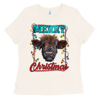 Bone merry christmas highland calf baby cow Ladies Tee - RanaPortraitStore