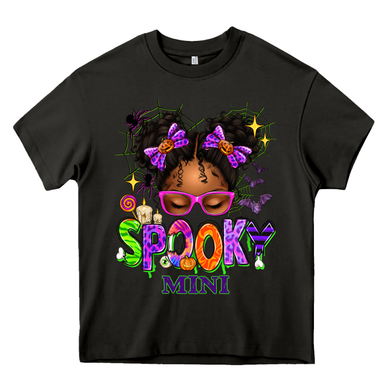 Spooky Mini Halloween Messy Bun Heavy Core Tee by texasbilliewilder | Teevron