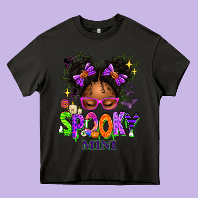 Spooky Mini Halloween Messy Bun Heavy Core Tee Designed By Texasbilliewilder
