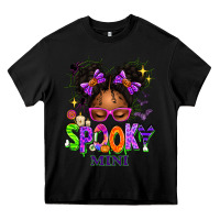 Black Spooky Mini Halloween Messy Bun Heavy Core Tee - texasbilliewilder