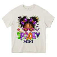 Cream Spooky Mini Halloween Messy Bun Heavy Core Tee - texasbilliewilder