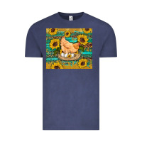 Vintage Denim western farm chicken coop animals sunflowers leopard turquoise wooden Vintage Tee - Artiststas