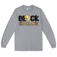Heather Grey black excellence Long Sleeve Tee - MaliasSmallBusiness