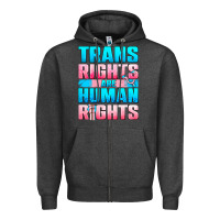 Charcoal Heather Trans Rights Are Human Rights Zipper Hoodie - BundleAndBundleShop