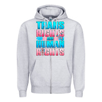 Heather Grey Trans Rights Are Human Rights Zipper Hoodie - BundleAndBundleShop