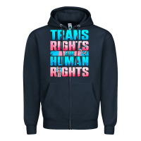 Navy Trans Rights Are Human Rights Zipper Hoodie - BundleAndBundleShop