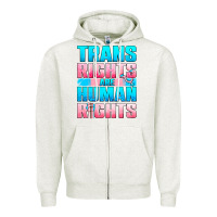 Oatmeal Heather Trans Rights Are Human Rights Zipper Hoodie - BundleAndBundleShop