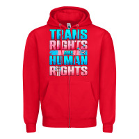 Red Trans Rights Are Human Rights Zipper Hoodie - BundleAndBundleShop