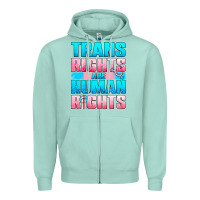 Seafoam Trans Rights Are Human Rights Zipper Hoodie - BundleAndBundleShop