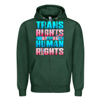 Sports Green Trans Rights Are Human Rights Zipper Hoodie - BundleAndBundleShop