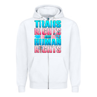White Trans Rights Are Human Rights Zipper Hoodie - BundleAndBundleShop