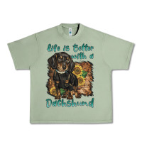 Oil Green life is better with a dachshund Urban Heavy Tee - BarkalooDesign