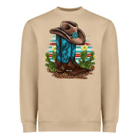 Mushroom western boots and hat cactus leopard serape pattern Heavyweight Sweatshirt - BarkalooDesign