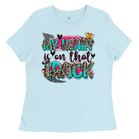 Baby Blue my heart is on that track Ladies Tee - Zillion Design Studio