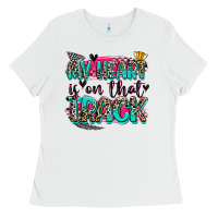 White my heart is on that track Ladies Tee - Zillion Design Studio