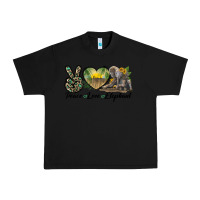 Black Peace Love Elephant Urban Heavy Tee - LillyAllenDesigns