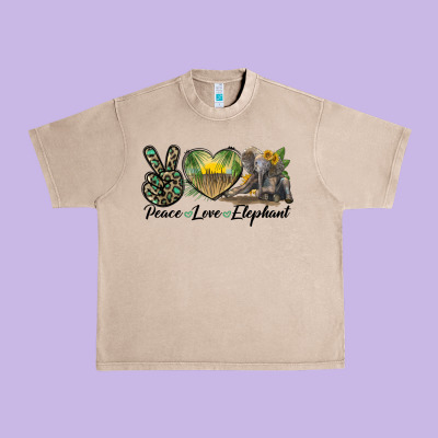 Peace Love Elephant Urban Heavy Tee Designed By Lillyallendesigns