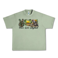 Oil Green Peace Love Elephant Urban Heavy Tee - LillyAllenDesigns