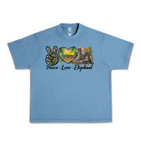 Pebble Blue Peace Love Elephant Urban Heavy Tee - LillyAllenDesigns