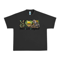Pigment Black Peace Love Elephant Urban Heavy Tee - LillyAllenDesigns