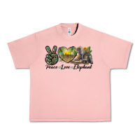 Salmon Peace Love Elephant Urban Heavy Tee - LillyAllenDesigns