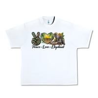 White Peace Love Elephant Urban Heavy Tee - LillyAllenDesigns