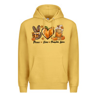 Antique Gold Peace Love Pumpkin Spice Premium Hoodie - texasbilliewilder