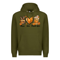 Army Green Peace Love Pumpkin Spice Premium Hoodie - texasbilliewilder